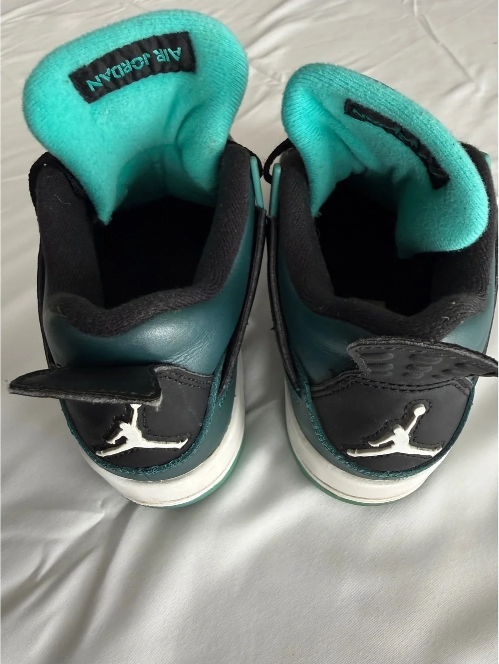 Air Jordan 4 Retro Boys' Sneakers Size 4.5Y Teal Black